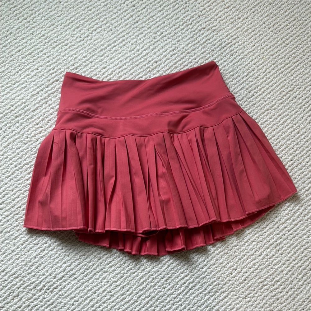 Goldhinge Women’s Coral Red Pleated Mini skirt